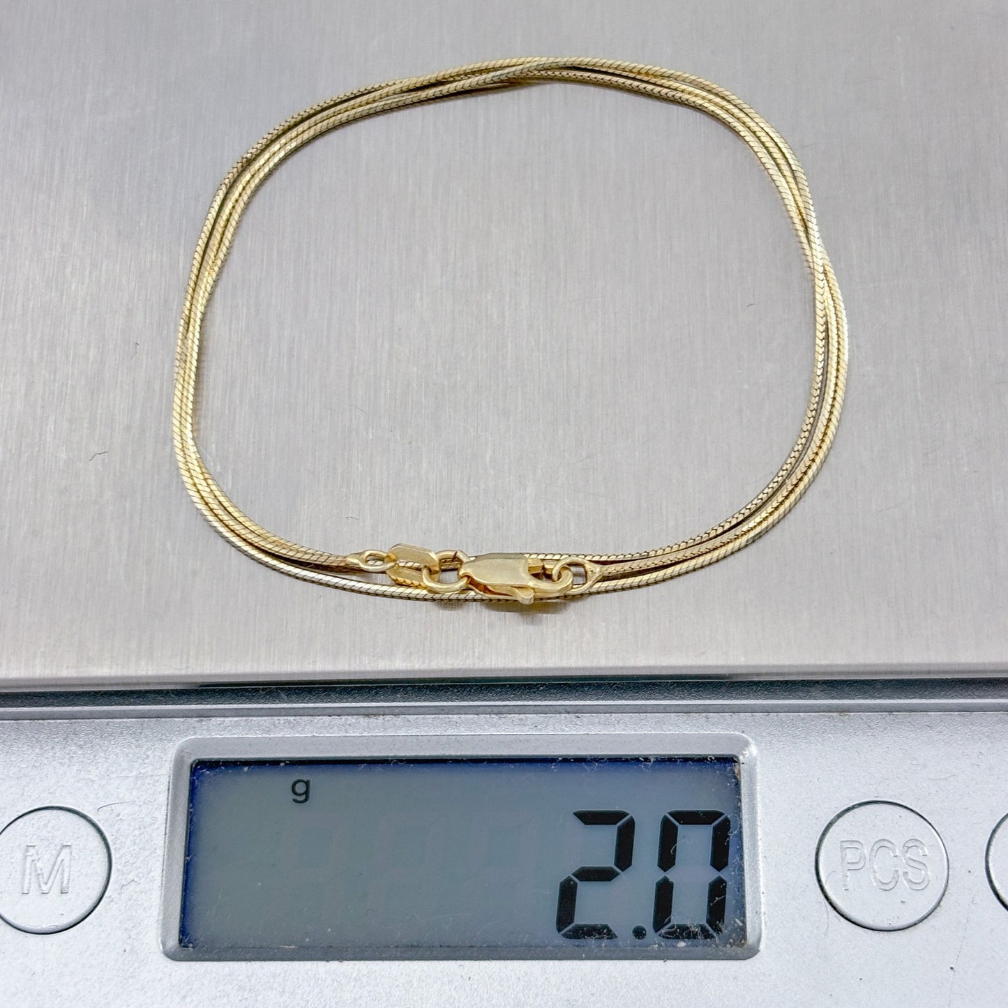 Vintage Italy Gold-Tone Sterling Silver 925 Snake Chain Necklace 18"