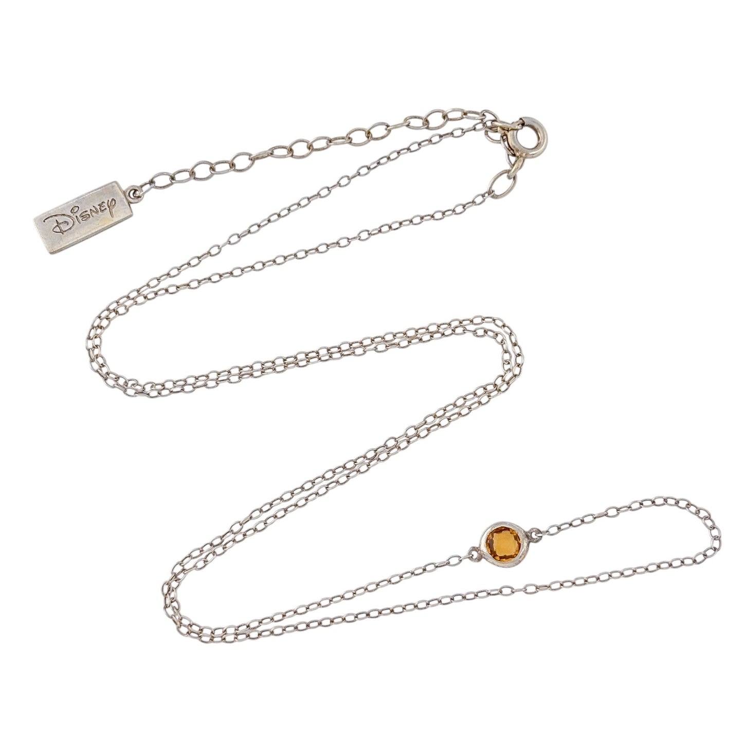 Vintage Disney Sterling Silver 925 Citrine Pendant Necklace 18"