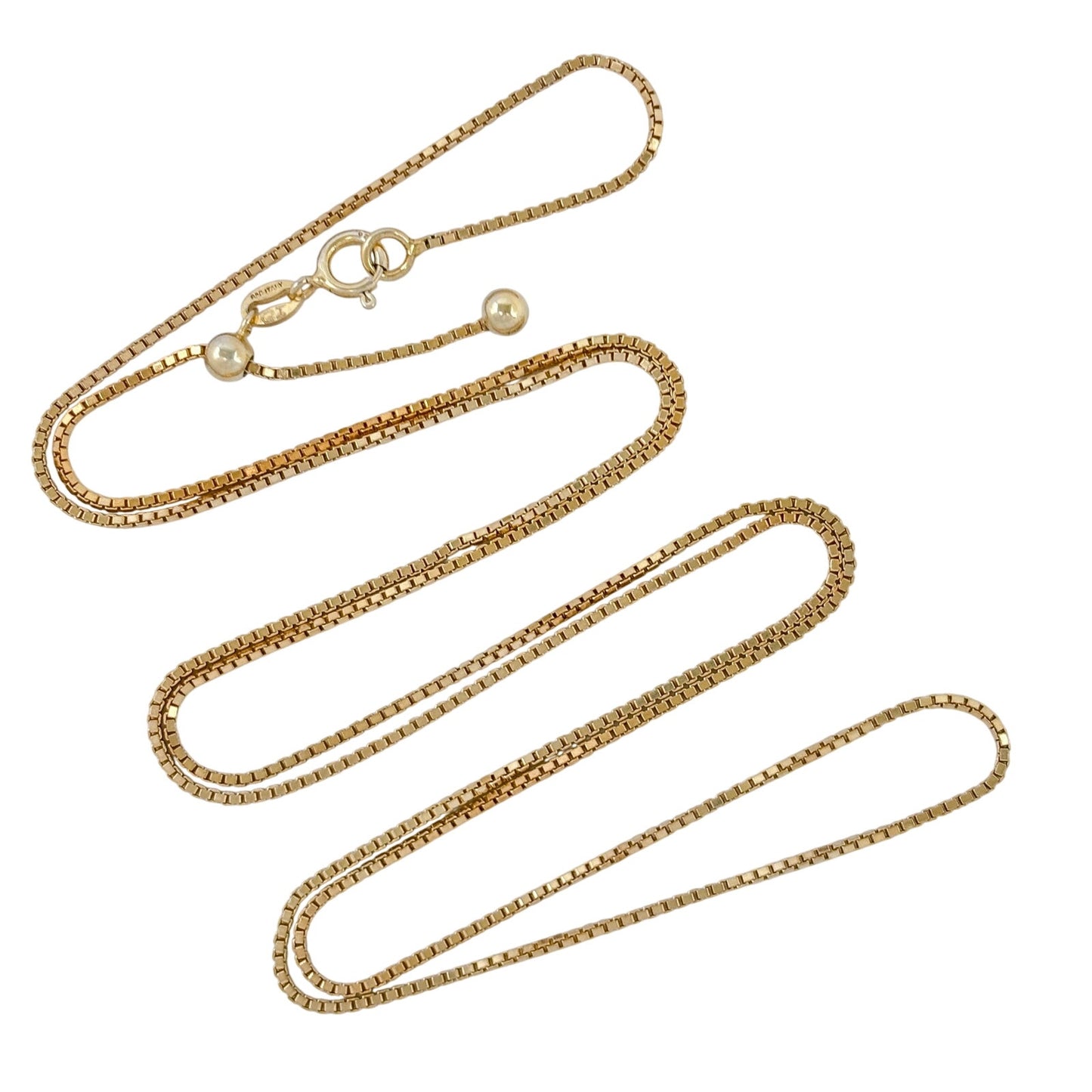 Vintage Gold-Tone Sterling Silver 925 Box Chain Necklace Adjustable to 30"