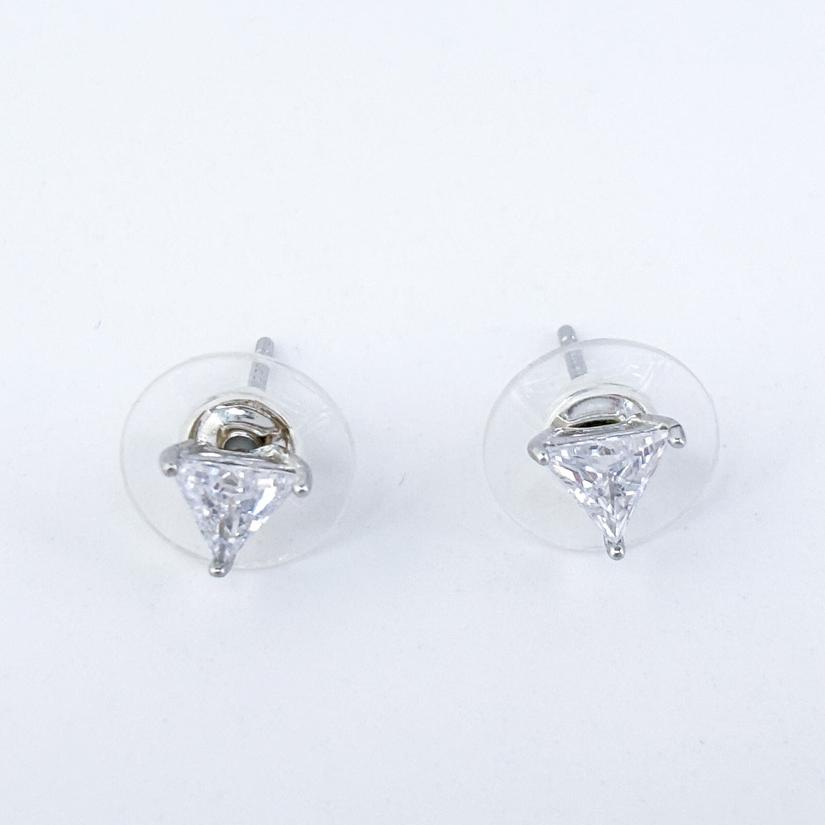 Vintage IBB CH Sterling Silver 925 Triangle Cubic Zirconia Stud Earrings