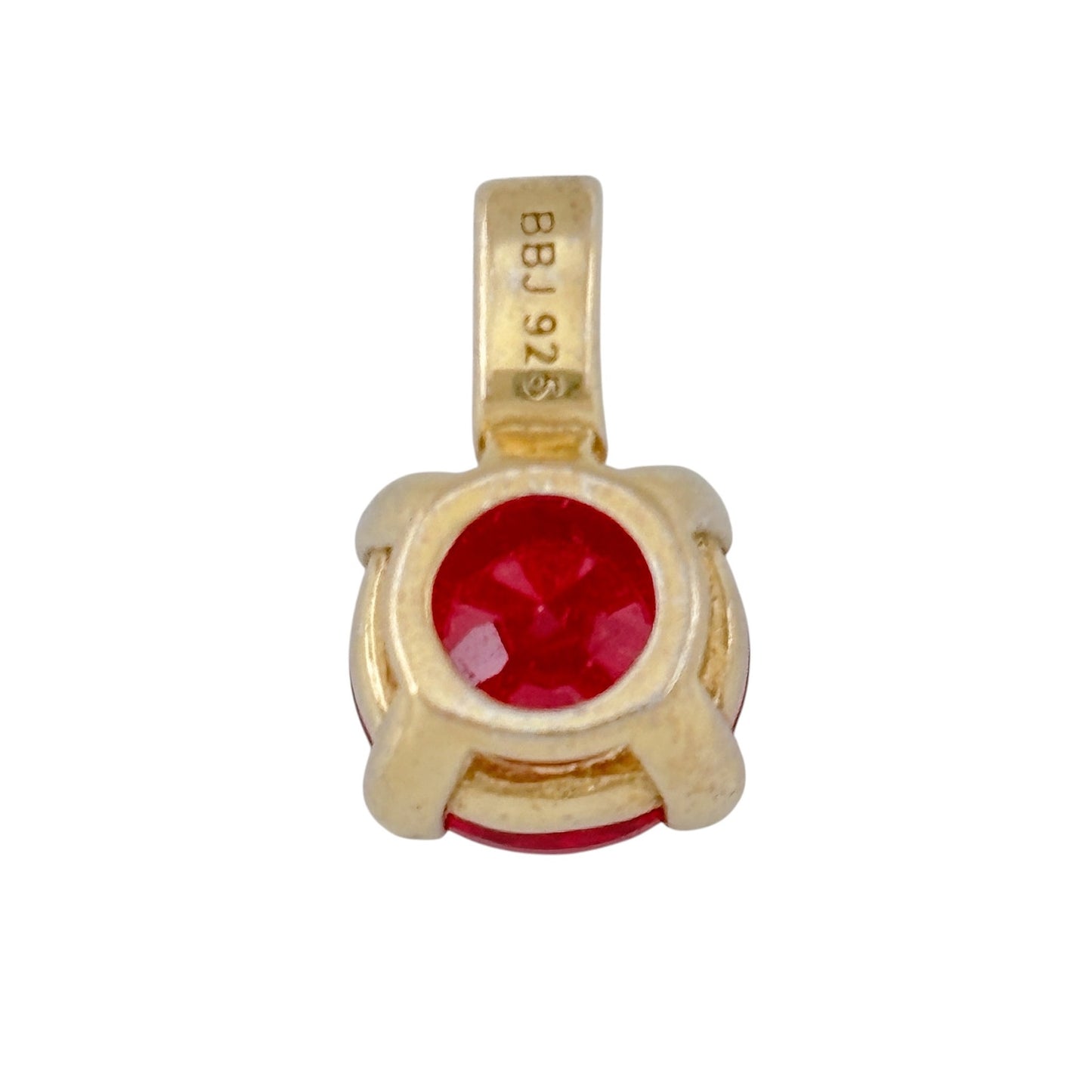 Vintage Gold-Tone Sterling Silver 925 Lab-Created Ruby Pendant