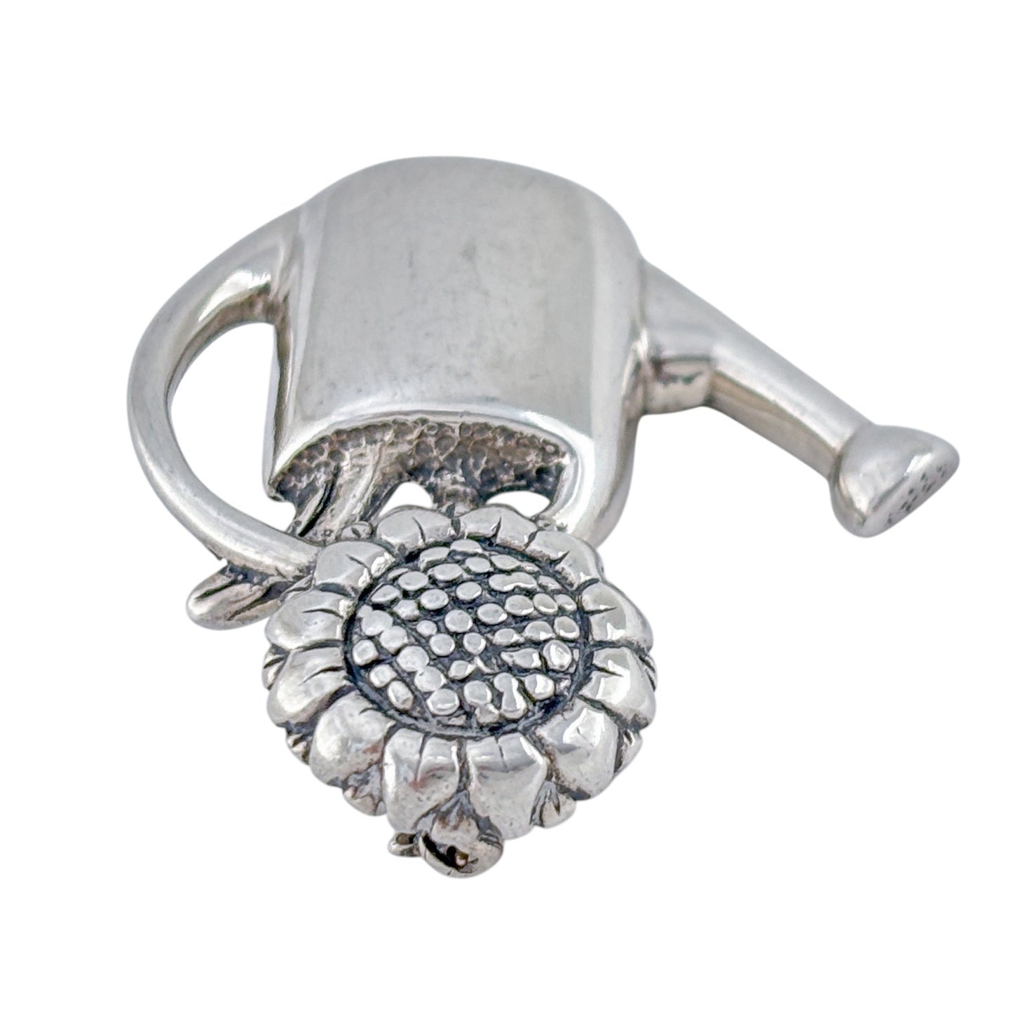 Vintage Sterling Silver 925 Watering Can Sunflower Brooch