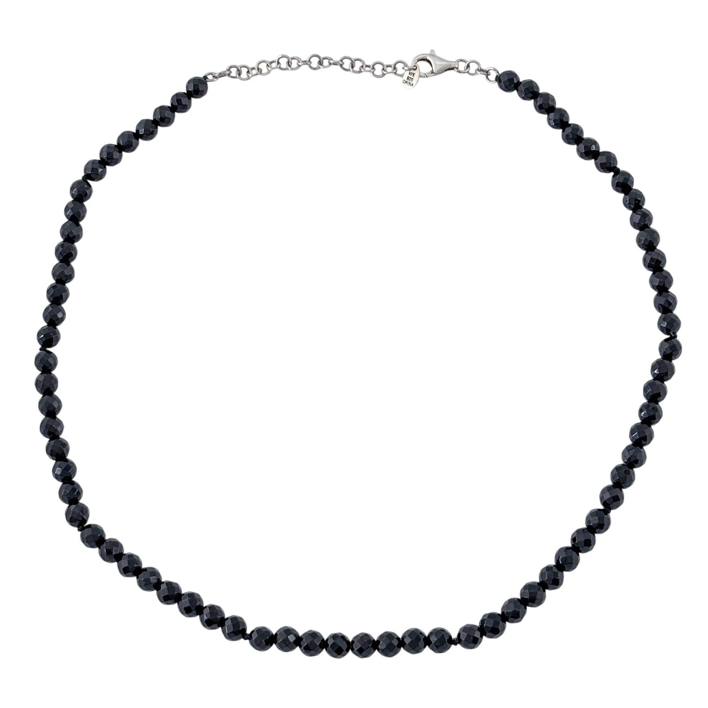 Vintage Black Faceted Spinel Bead Necklace 18"-20"