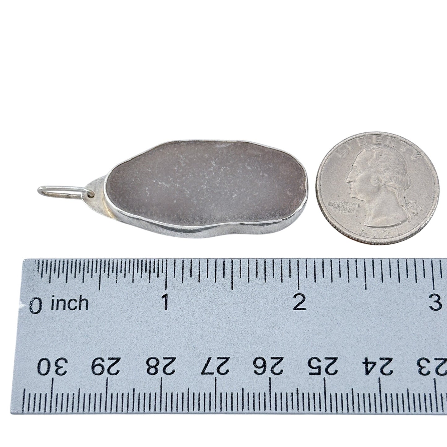 Vintage Sterling Silver 925 Frosted Glass Oval Pendant