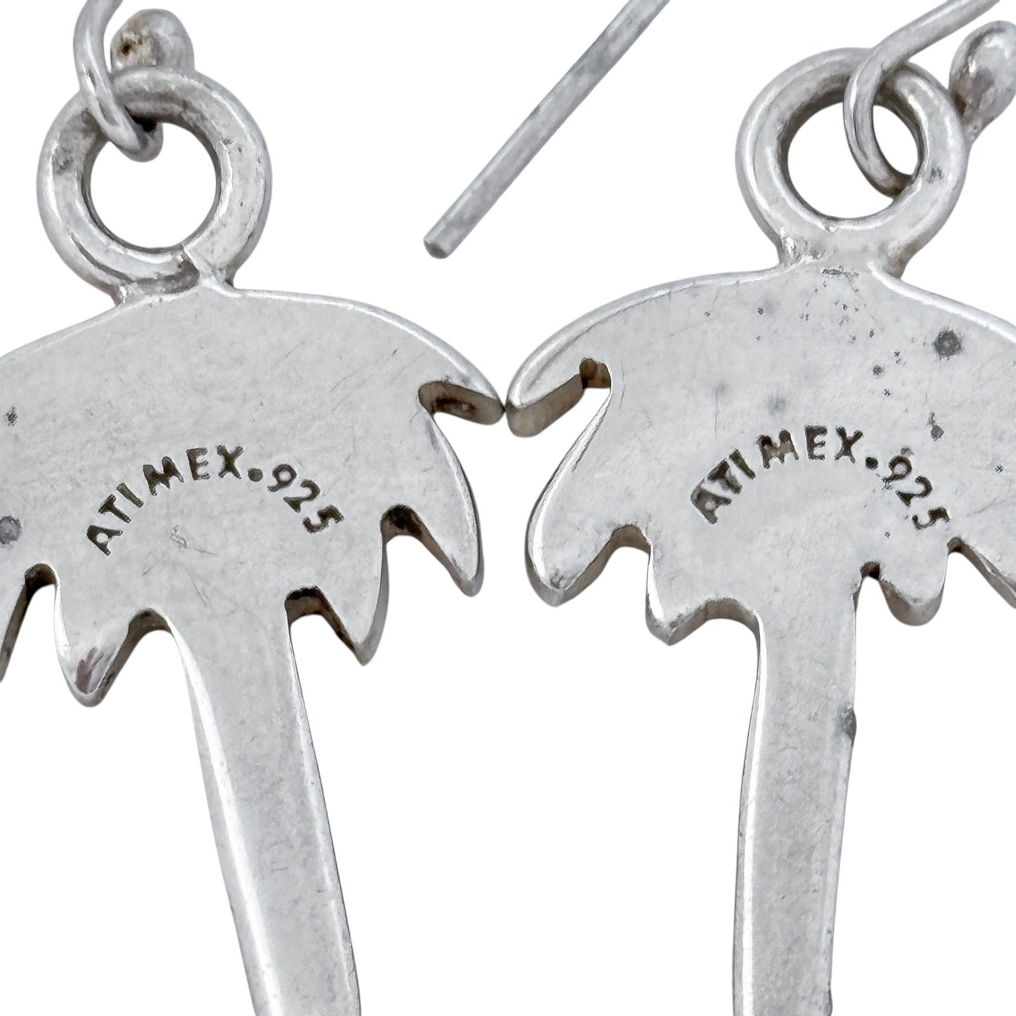 Vintage Mexican Sterling Silver 925 Palm Tree Dangle Earrings