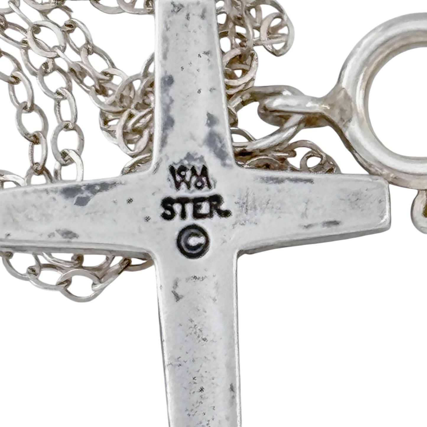 Vintage Sterling Silver 925 Floral Cross Pendant Necklace 18"