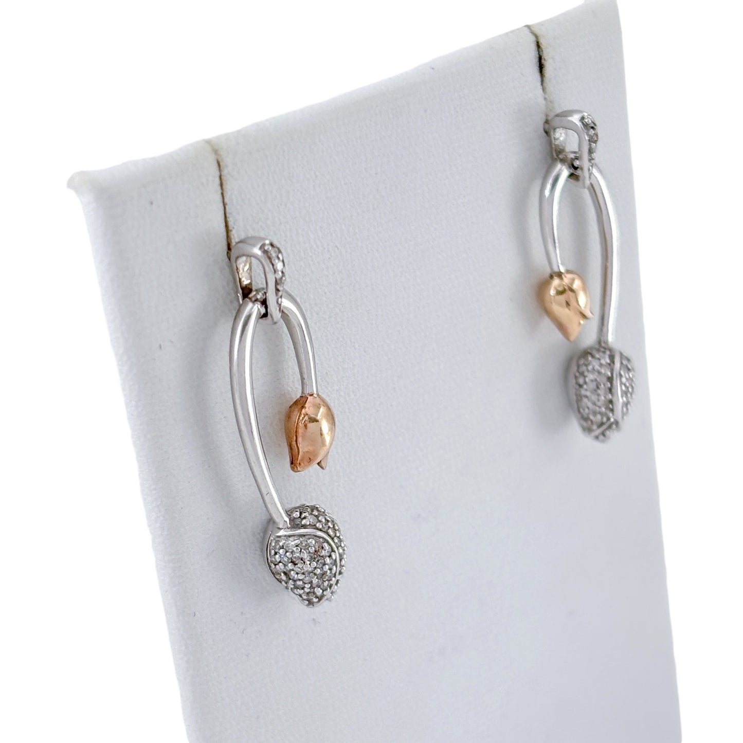 Vintage Sterling Silver 925 Diamond 0.30ctw Tulip Earrings