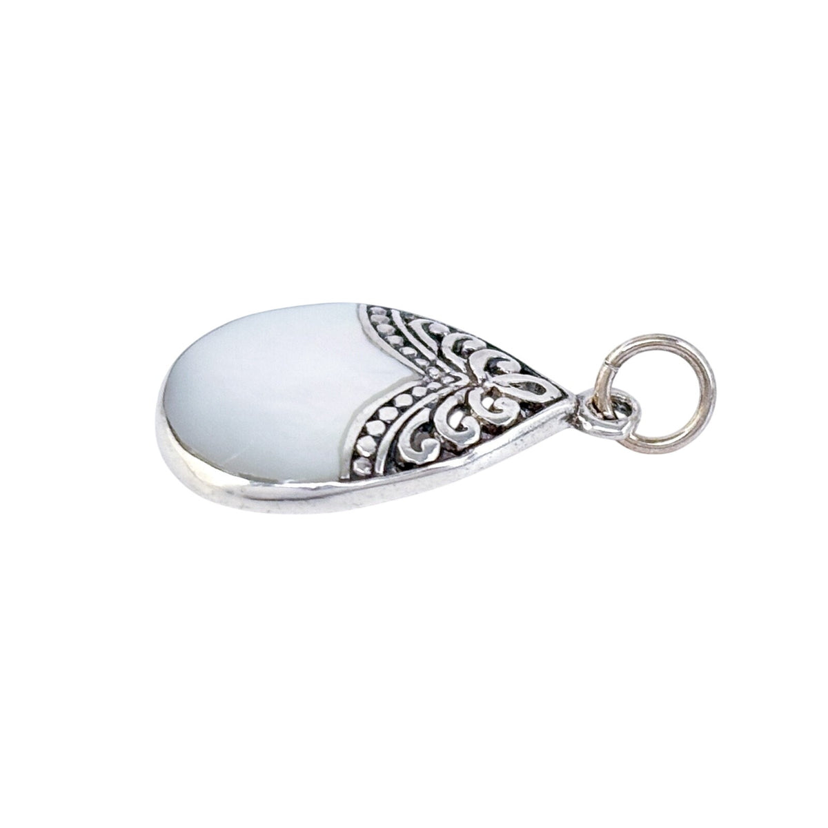 Vintage Sterling Silver 925 Mother of Pearl Teardrop Pendant