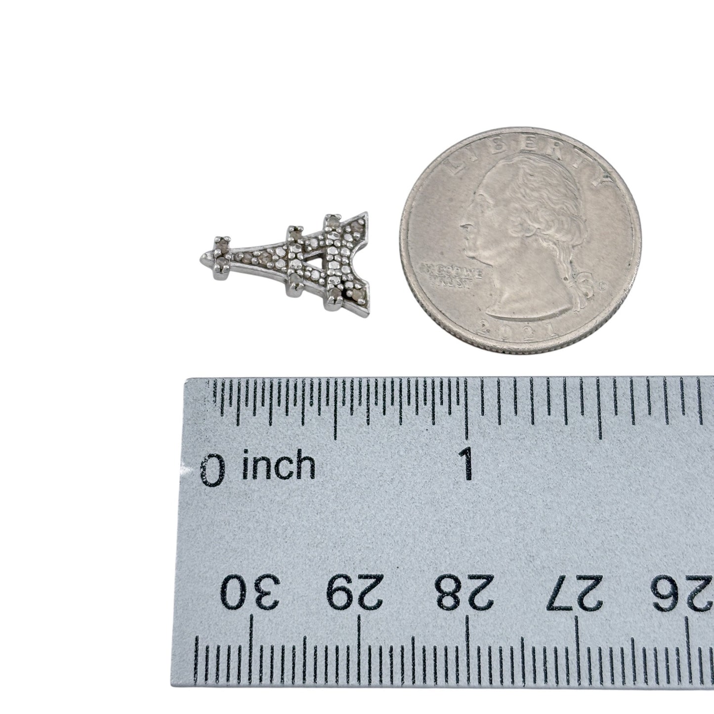 Vintage Sterling Silver 925 Diamond Eiffel Tower Pendant