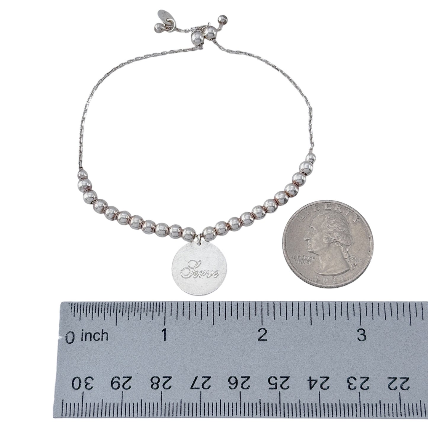 Vintage Sterling Silver 925 Serve Create Bead Bracelet Up To 8.5" Adjustable