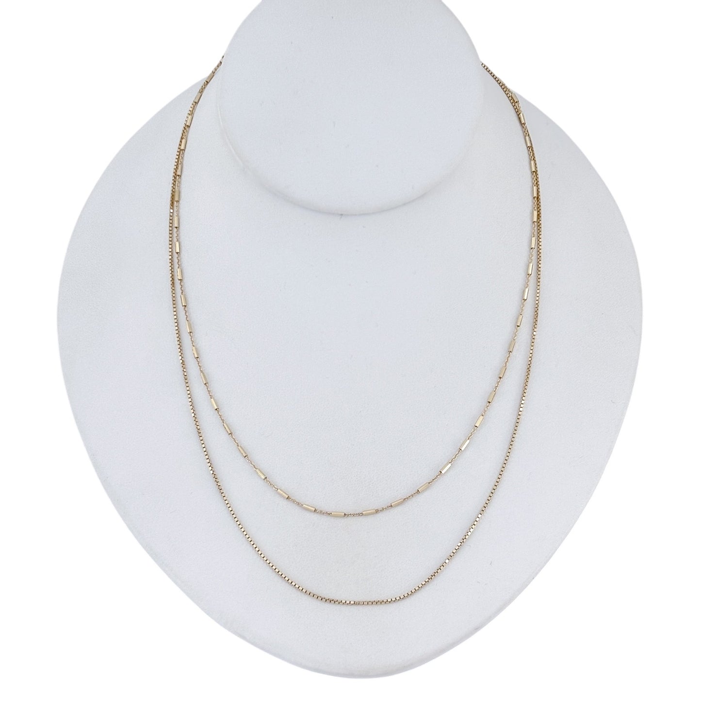 Vintage Gold-Tone Sterling Silver 925 Multi Strand Chain Necklace 15"-17"