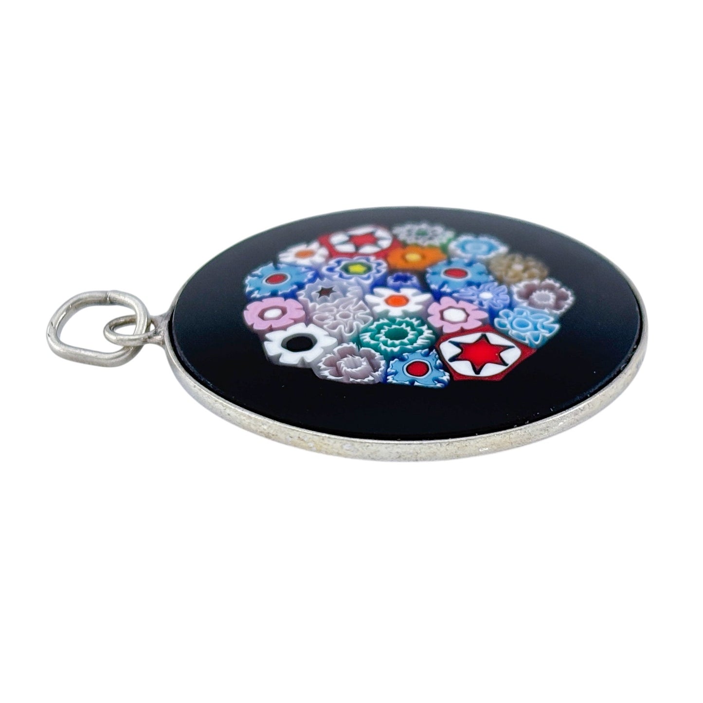 Vintage Sterling Silver 925 Millefiori Pendant
