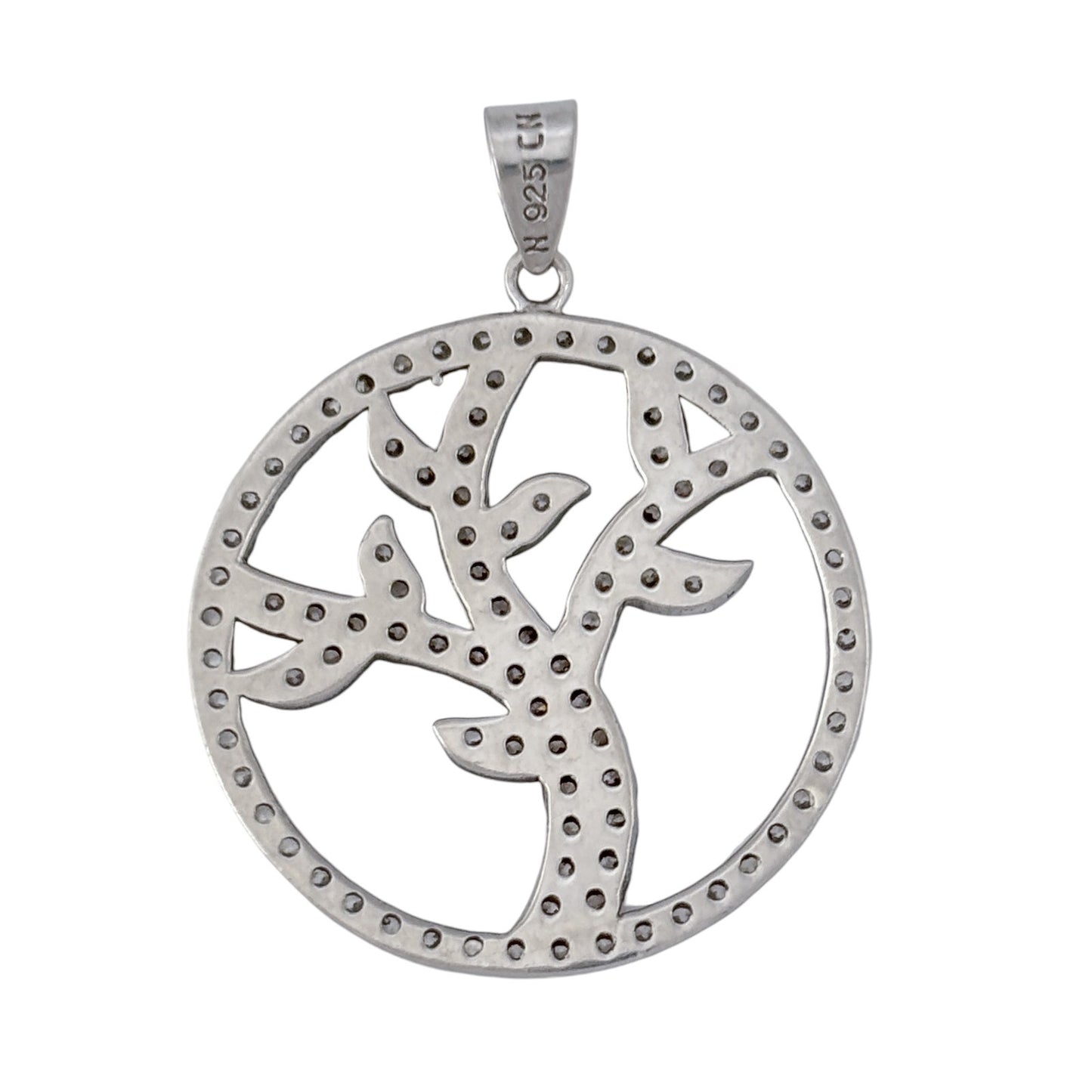 Vintage Sterling Silver 925 Cubic Zirconia Tree of Life Pendant