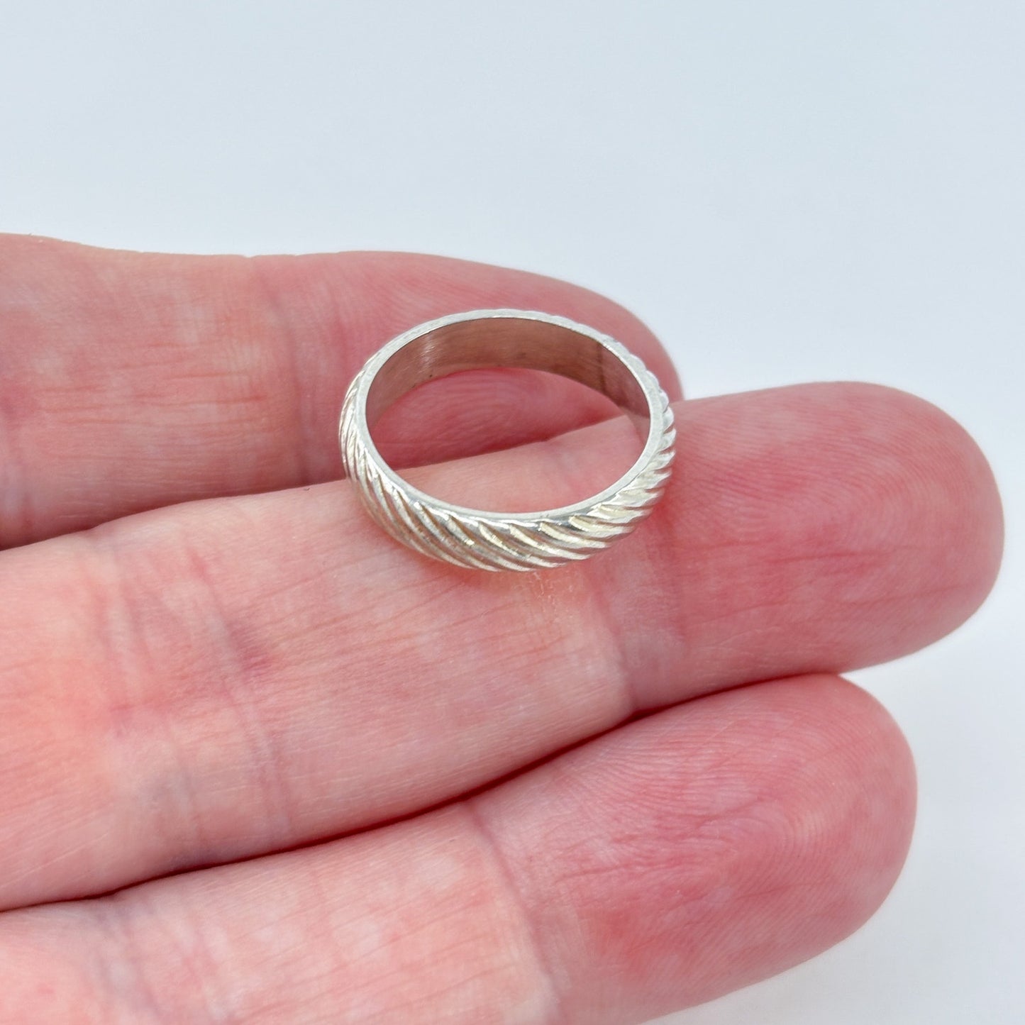Vintage Sterling Silver 925 Twisted Rope Band Ring Size 6