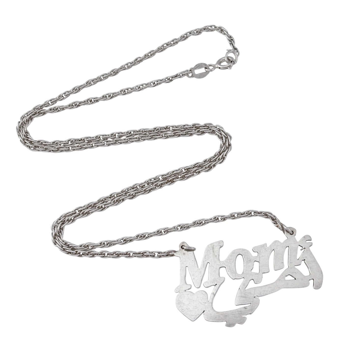 Vintage Sterling Silver 925 Mom Nameplate Necklace 18.5"