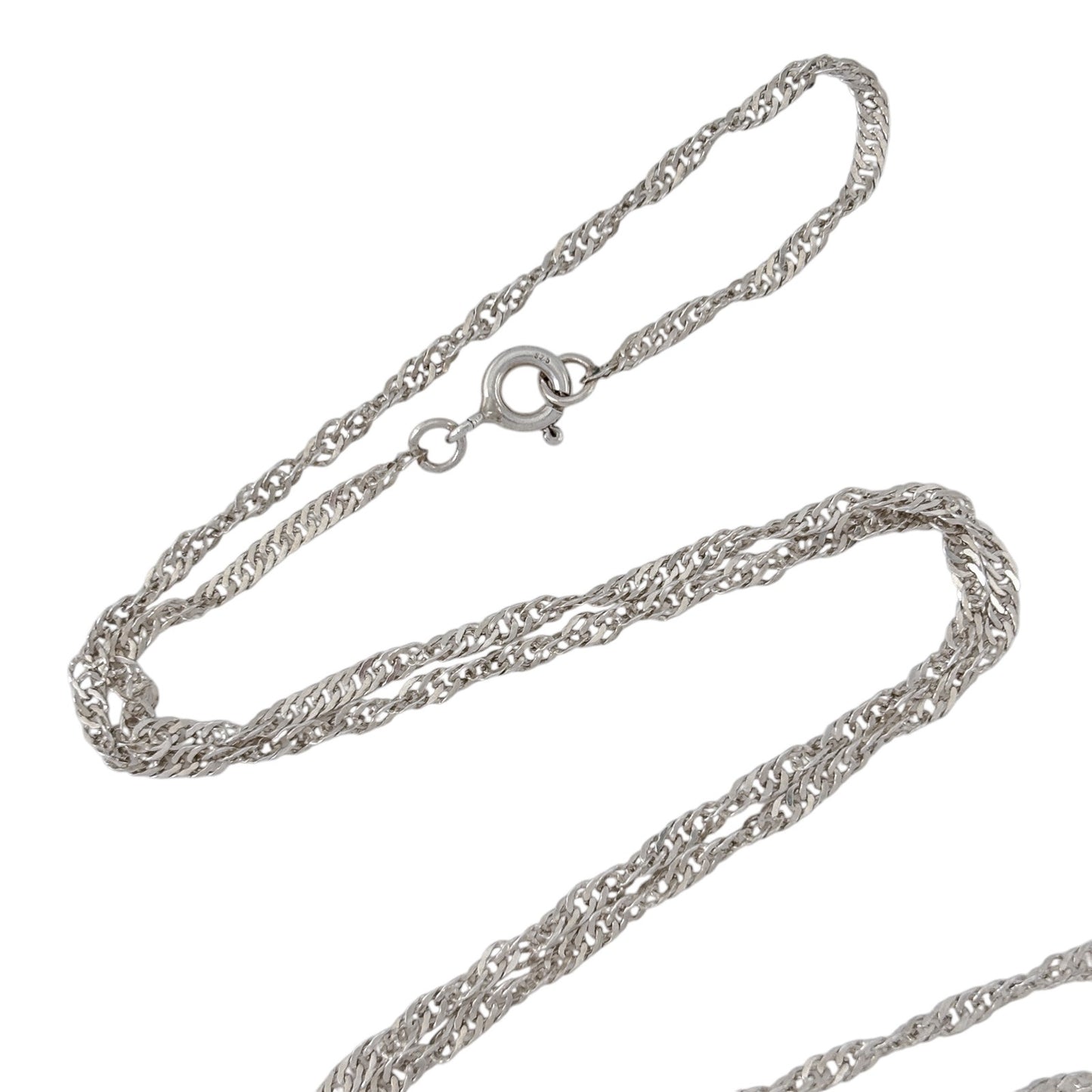 Vintage Sterling Silver 925 Singapore Chain Necklace 21.5"