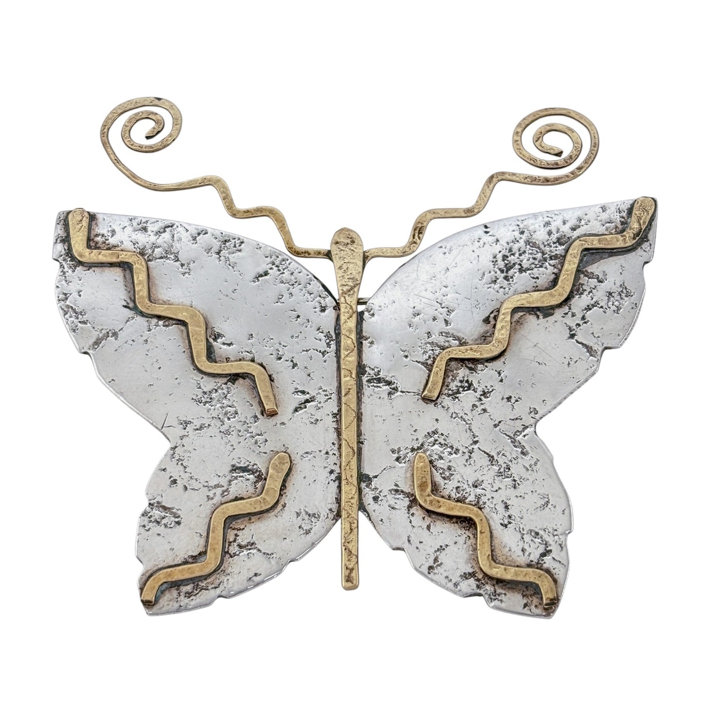 Jan Loco Sterling Silver Tufa Cast Eternal Spirit Thunderdance Butterfly Brooch