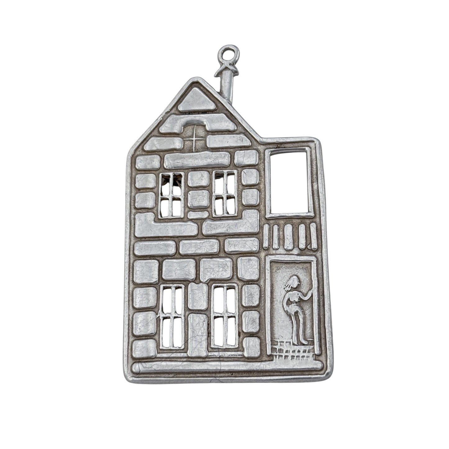 Vintage Mexico Taxco Sterling Silver 925 House Pendant Brooch