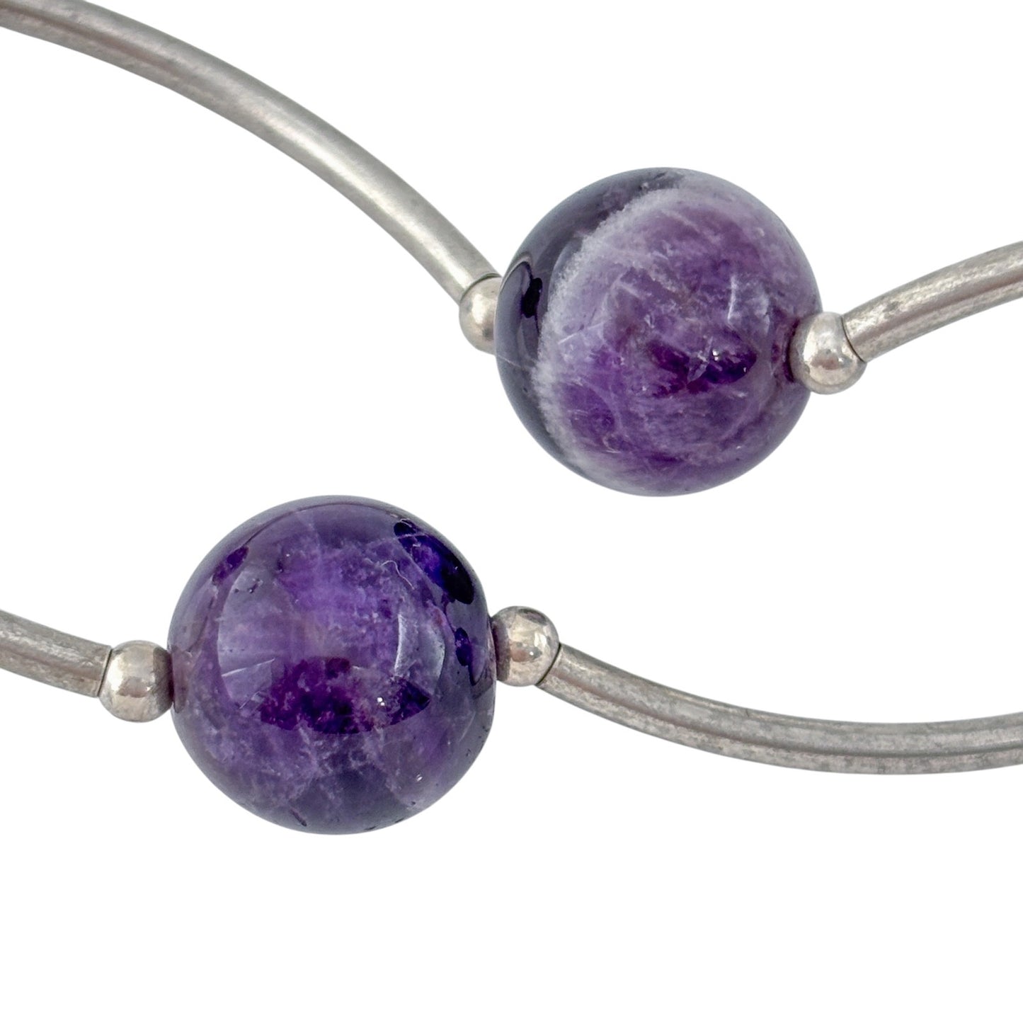Vintage Sterling Silver 925 Amethyst Stretch Bracelet 6.75"