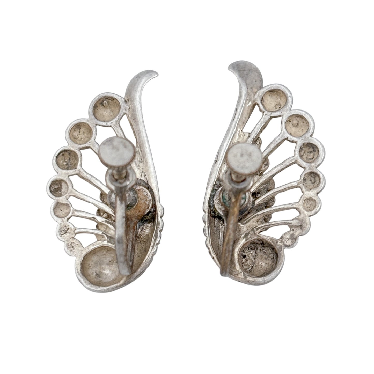 Vintage Sterling Silver 925 Wing Screwback Earrings