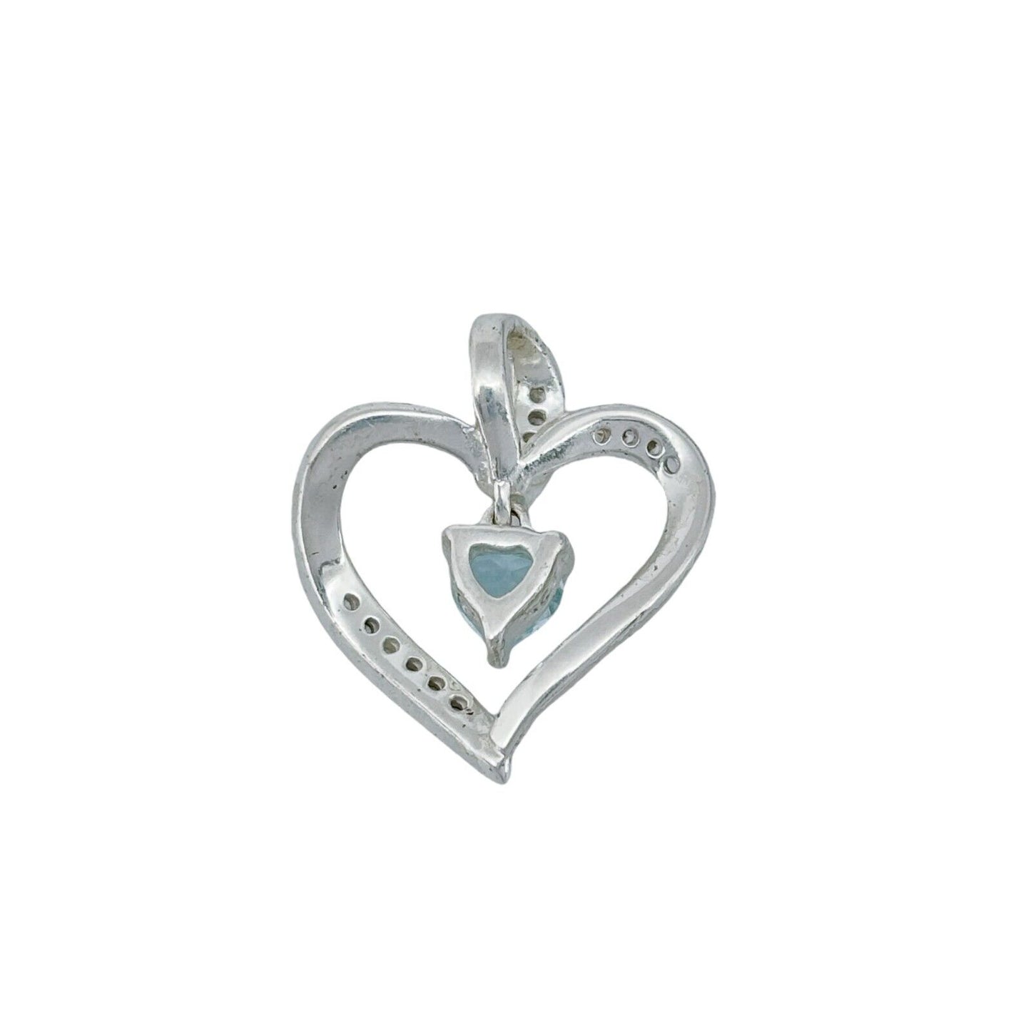 Vintage Sterling Silver 925 Topaz Cubic Zirconia Heart Pendant