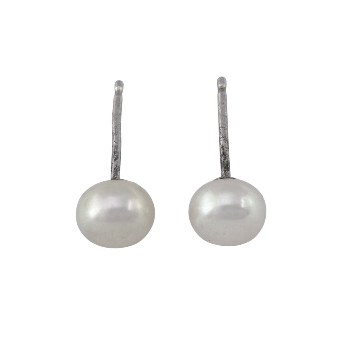 Vintage Sterling Silver White Imitation Pearl Stud Earrings
