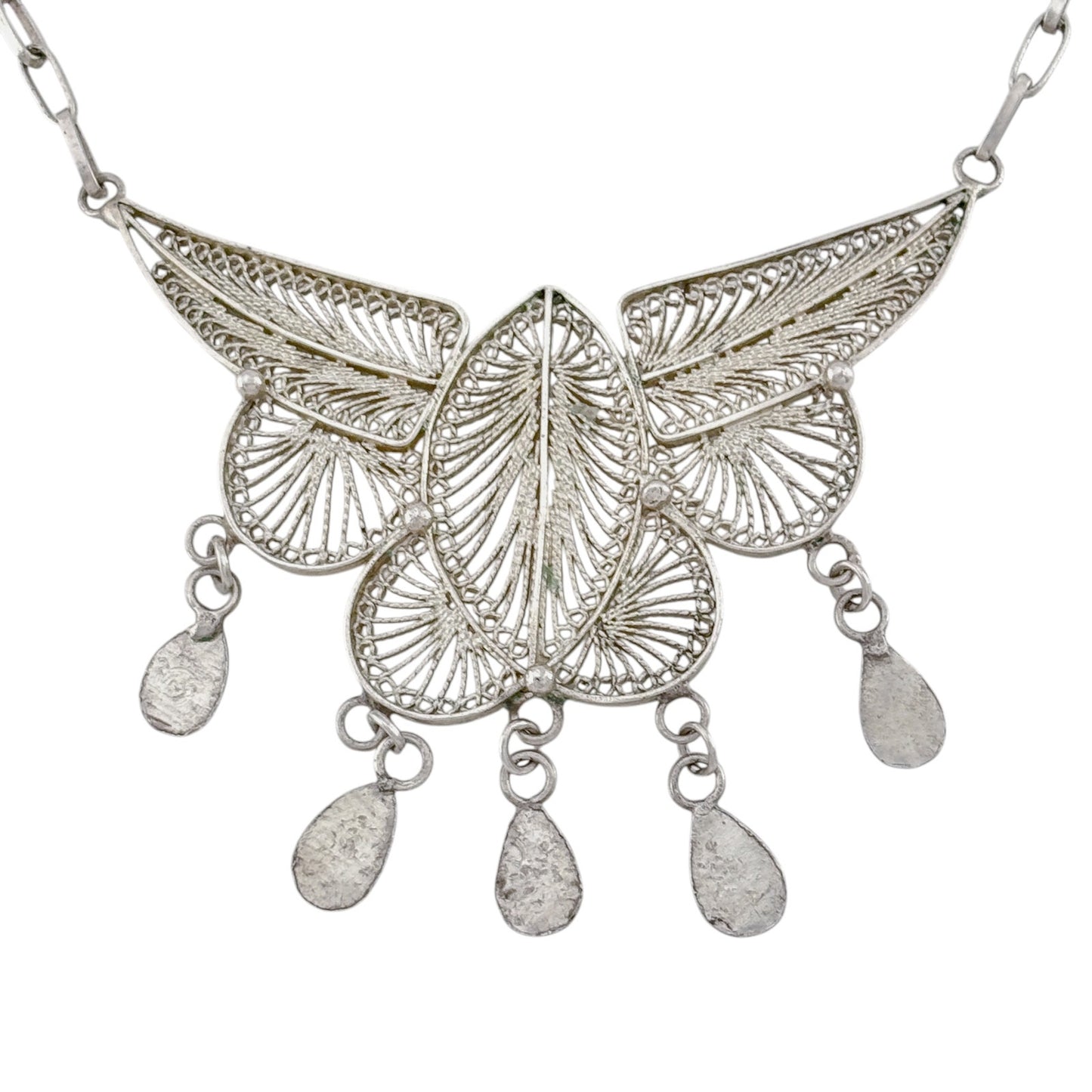 Vintage Sterling Silver 925 Filigree Butterfly Necklace 19"