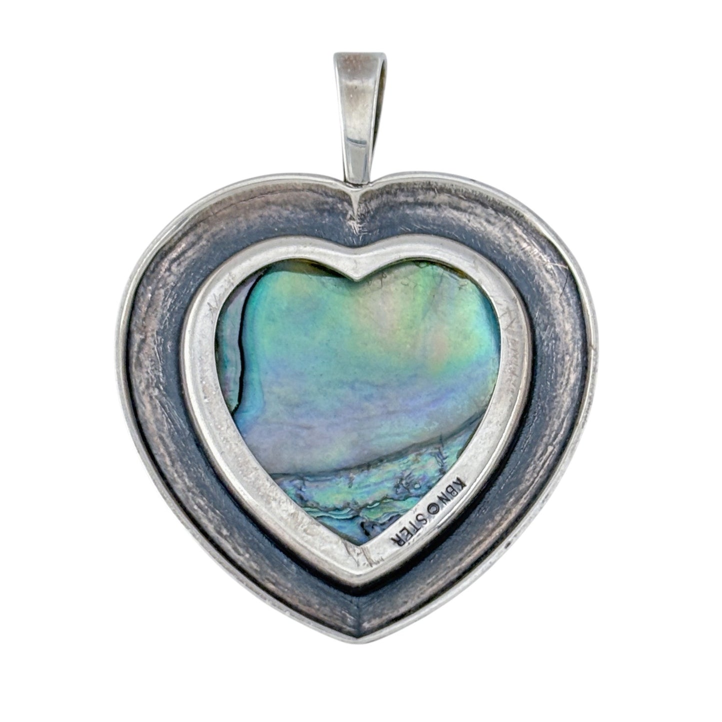 Vintage Sterling Silver 925 Abalone Heart Pendant
