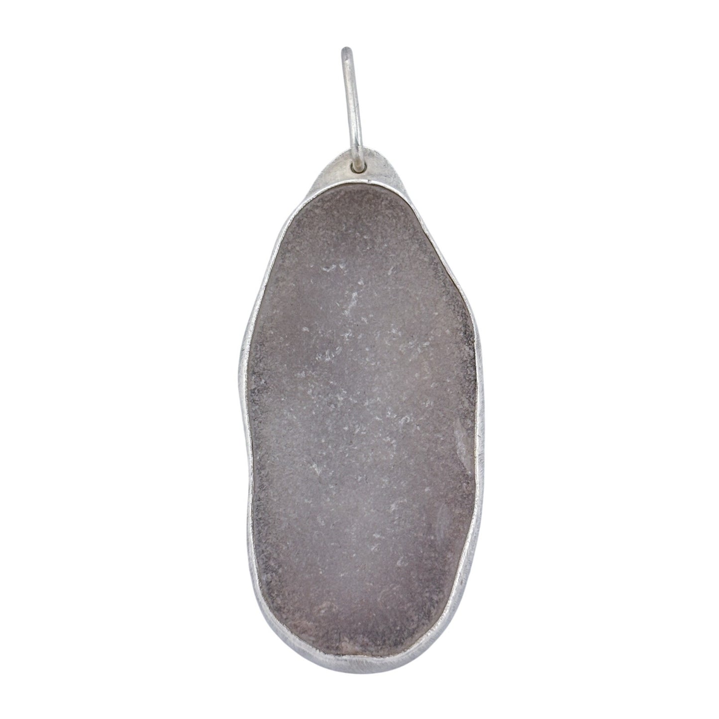 Vintage Sterling Silver 925 Frosted Glass Oval Pendant