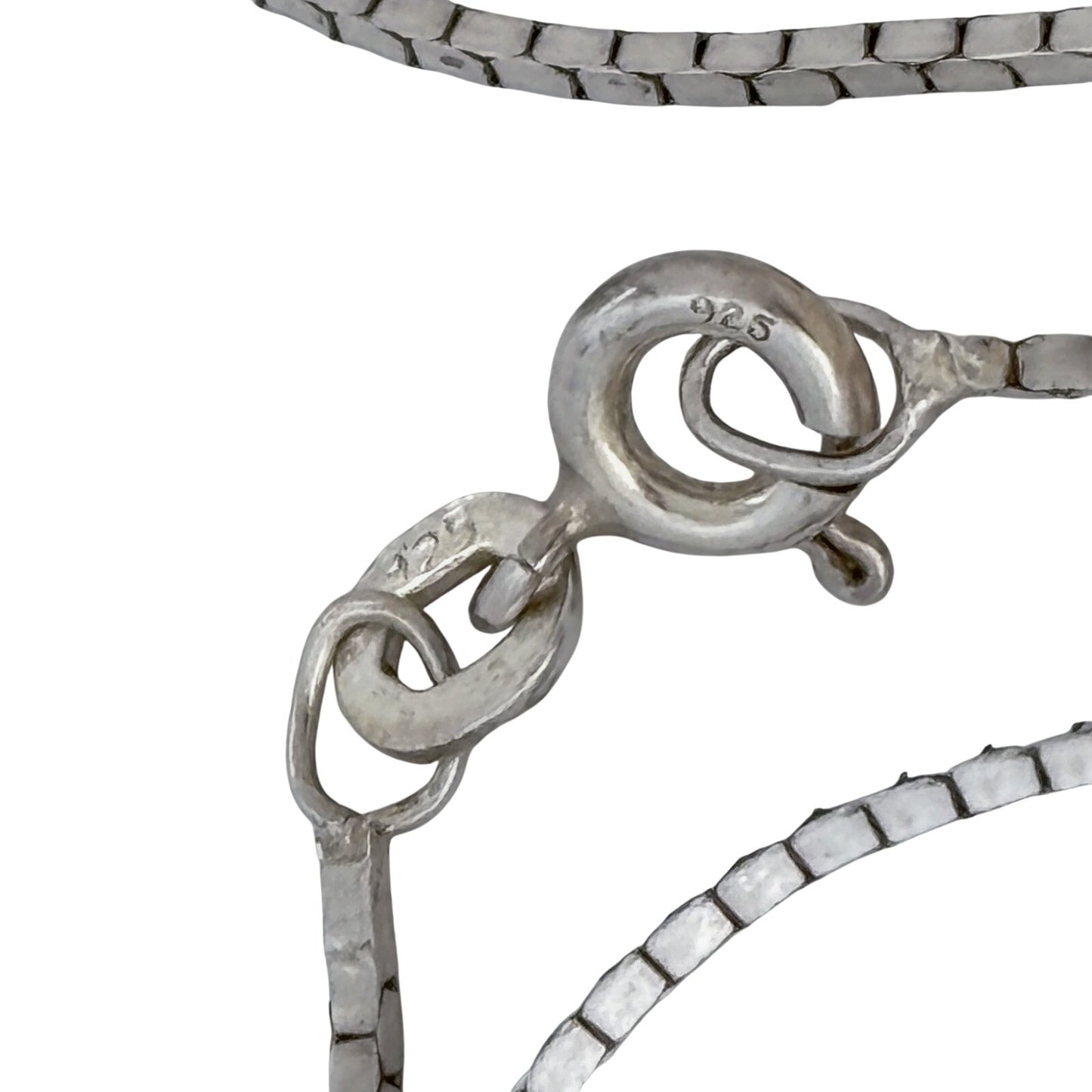 Vintage Sterling Silver 925 Mirror Box Link Chain Necklace 24"