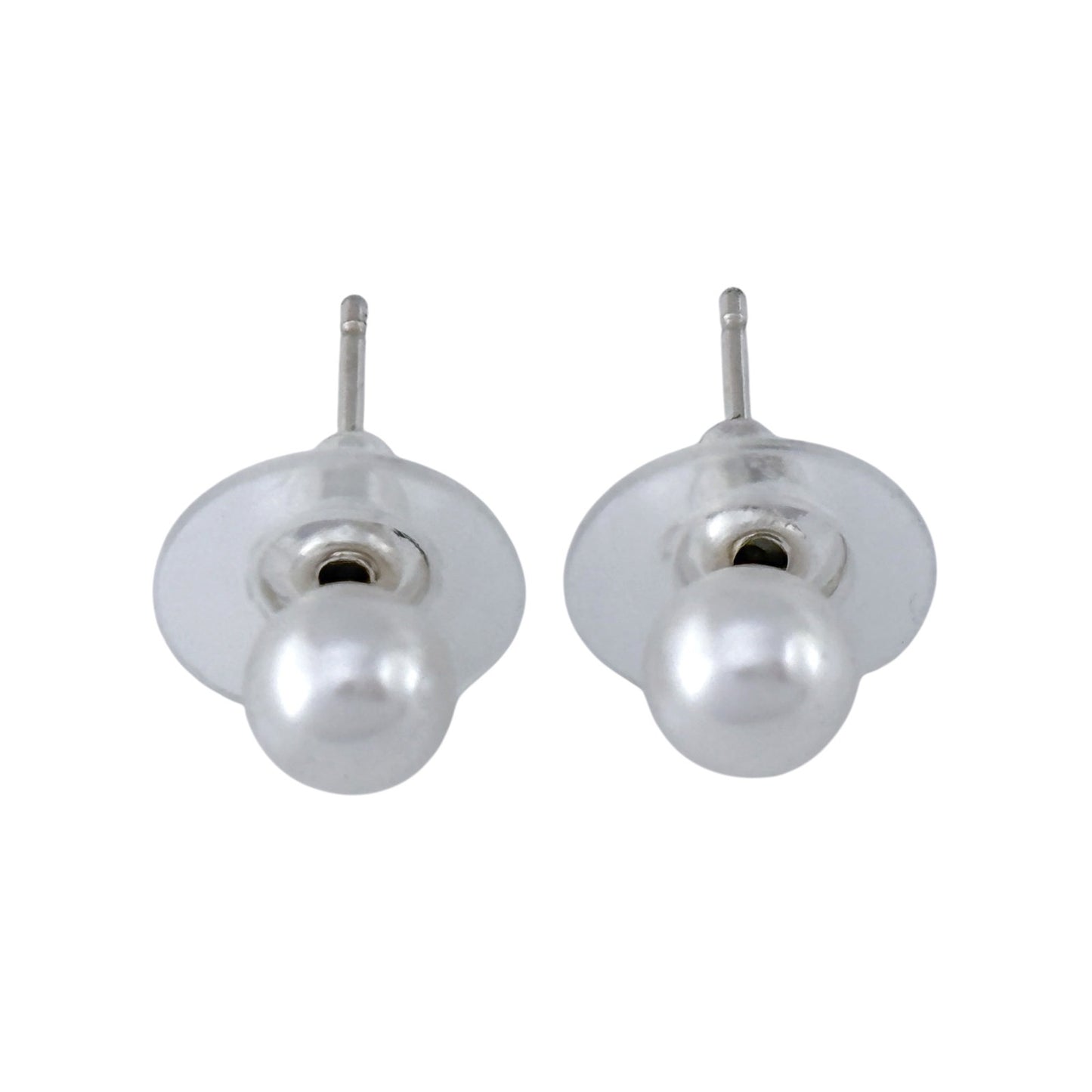Vintage Sterling Silver 925 Imitation Pearl Stud Earrings