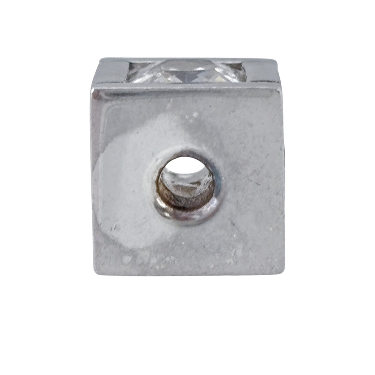 Vintage Sterling Silver 925 Cubic Zirconia Cube Charm