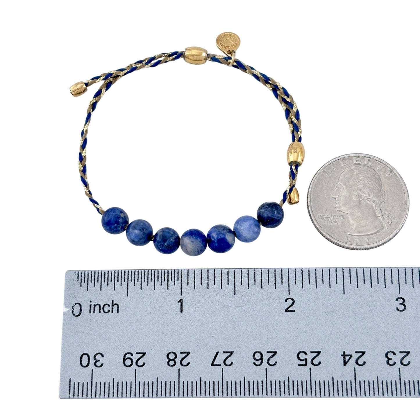 Adjustable 14kt Gold Alex and Ani Precious Threads Sodalite Bracelet