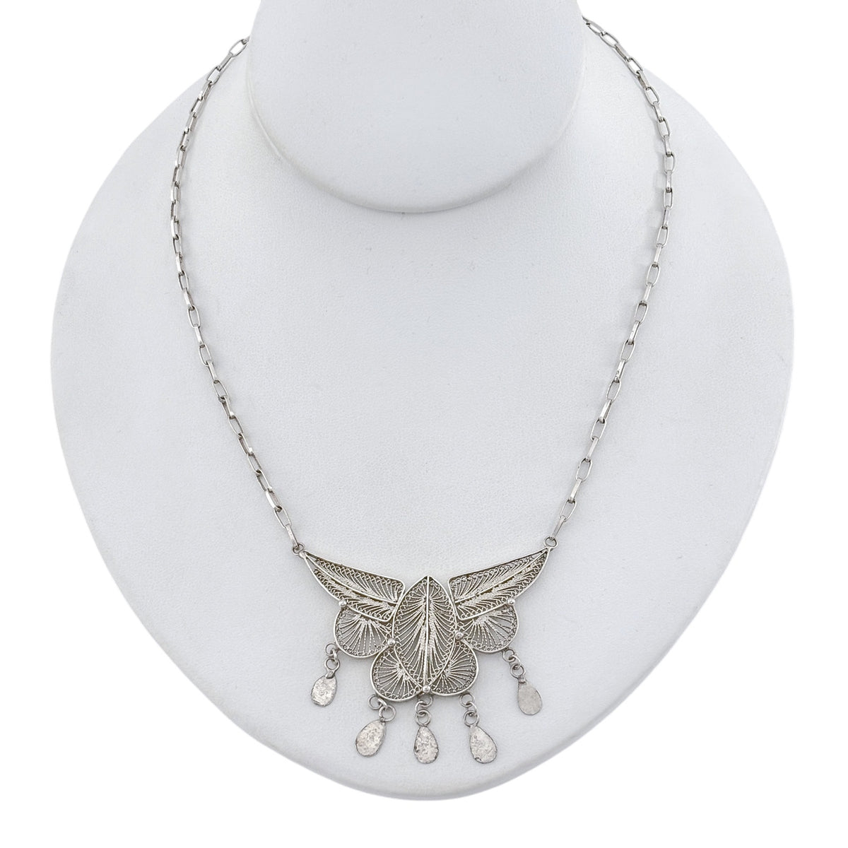 Vintage Sterling Silver 925 Filigree Butterfly Necklace 19"