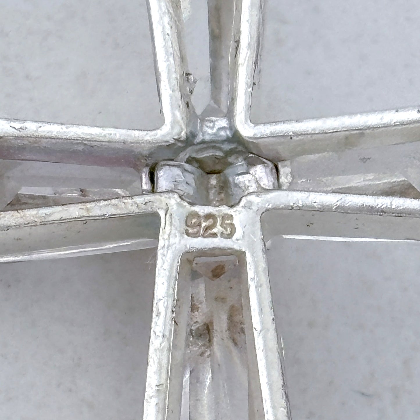 Vintage Sterling Silver 925 Cubic Zirconia Crucifix Cross Pendant