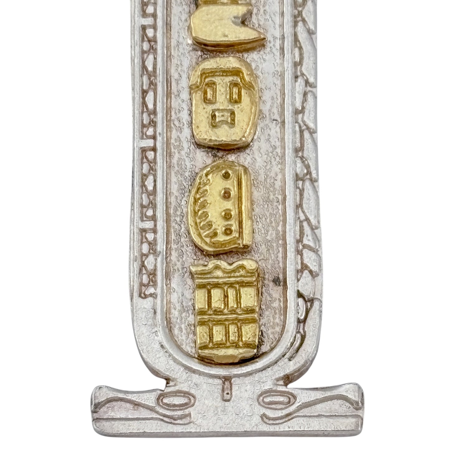 Vintage Mexican El Tigro 14K Gold Sterling Silver 925 Mayan Glyph Pendant