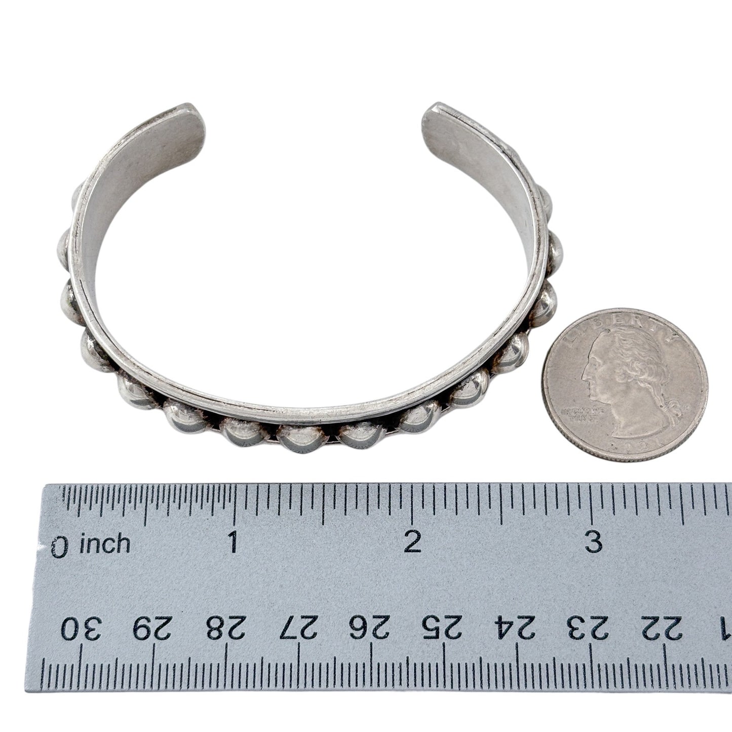 Vintage Mexico Taxco Sterling Silver 925 Dot Cuff Bracelet 7"