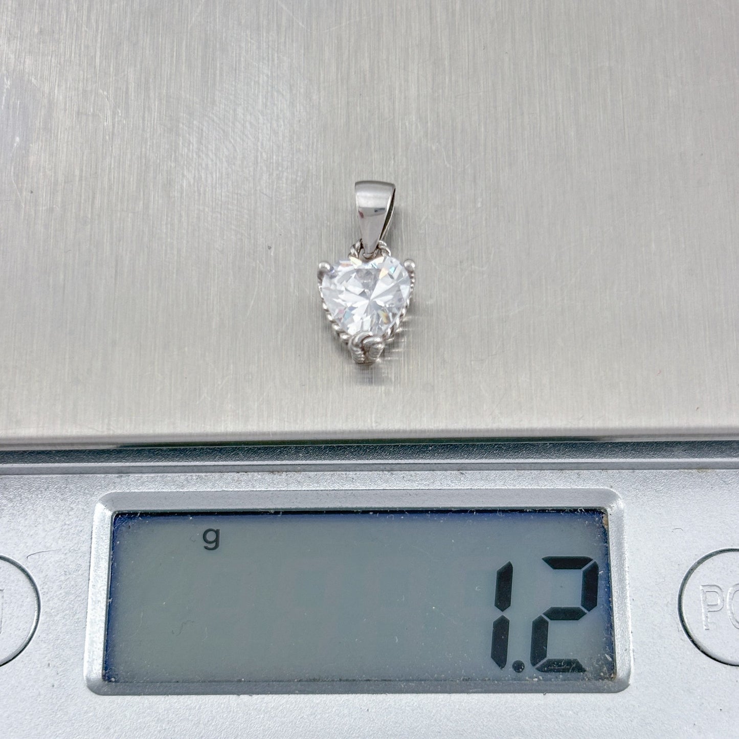 Vintage Sterling Silver 925 Heart Cubic Zirconia Pendant