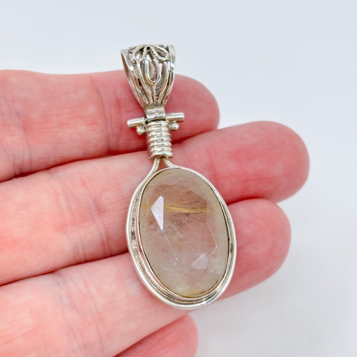 Vintage Sterling Silver 925 Quartz Pendant