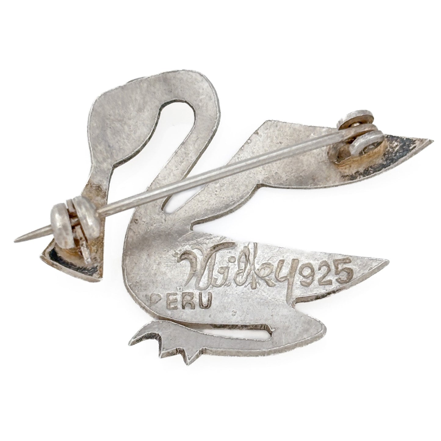Vintage Sterling Silver 925 Peru Pelican Brooch