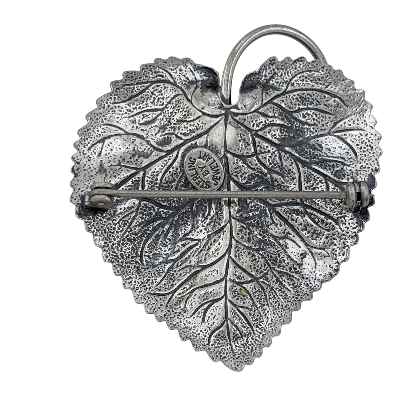 Vintage Sterling Silver 925 Heart Leaf Pendant