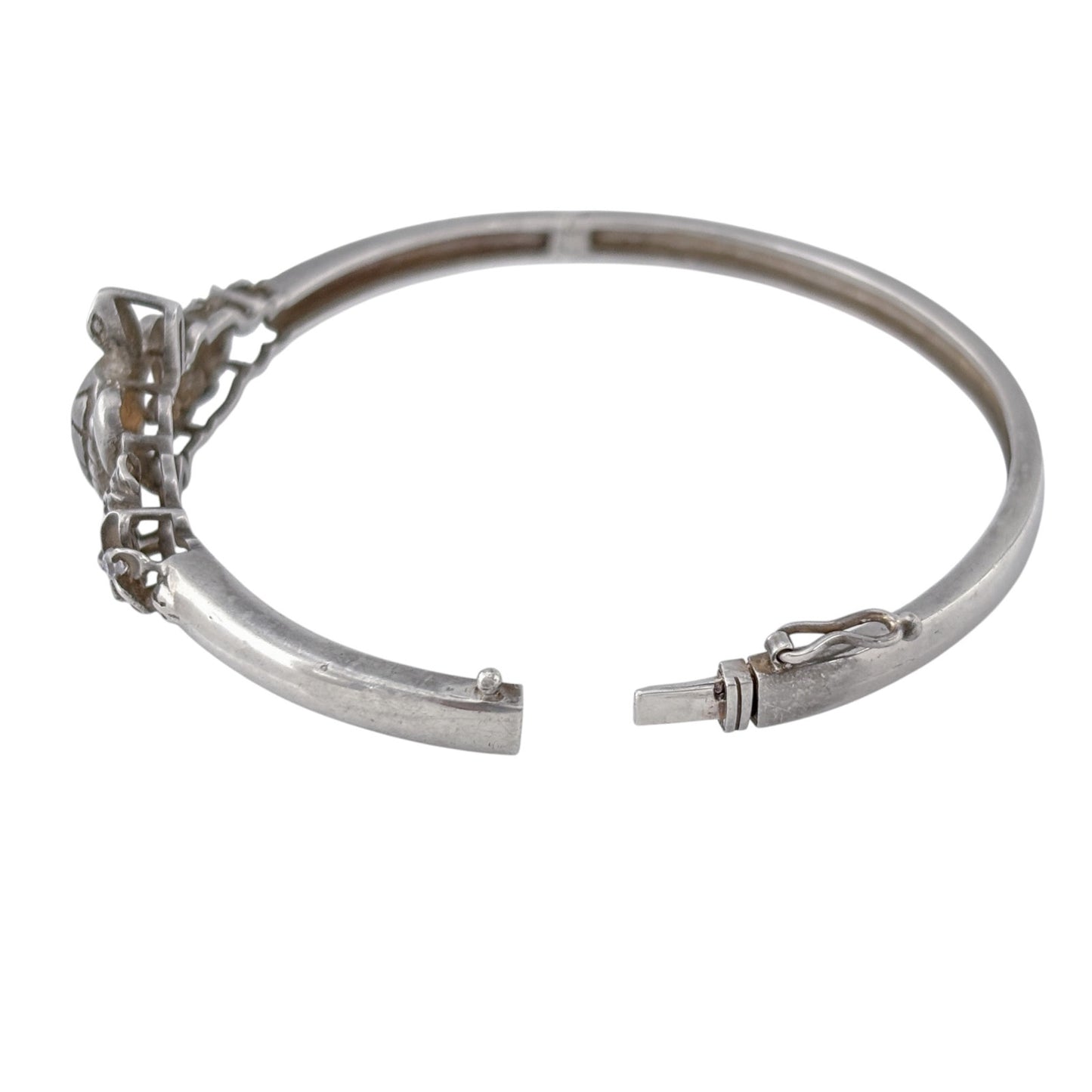 Vintage Sterling Silver 925 Cubic Zirconia Turtle Bangle 7"