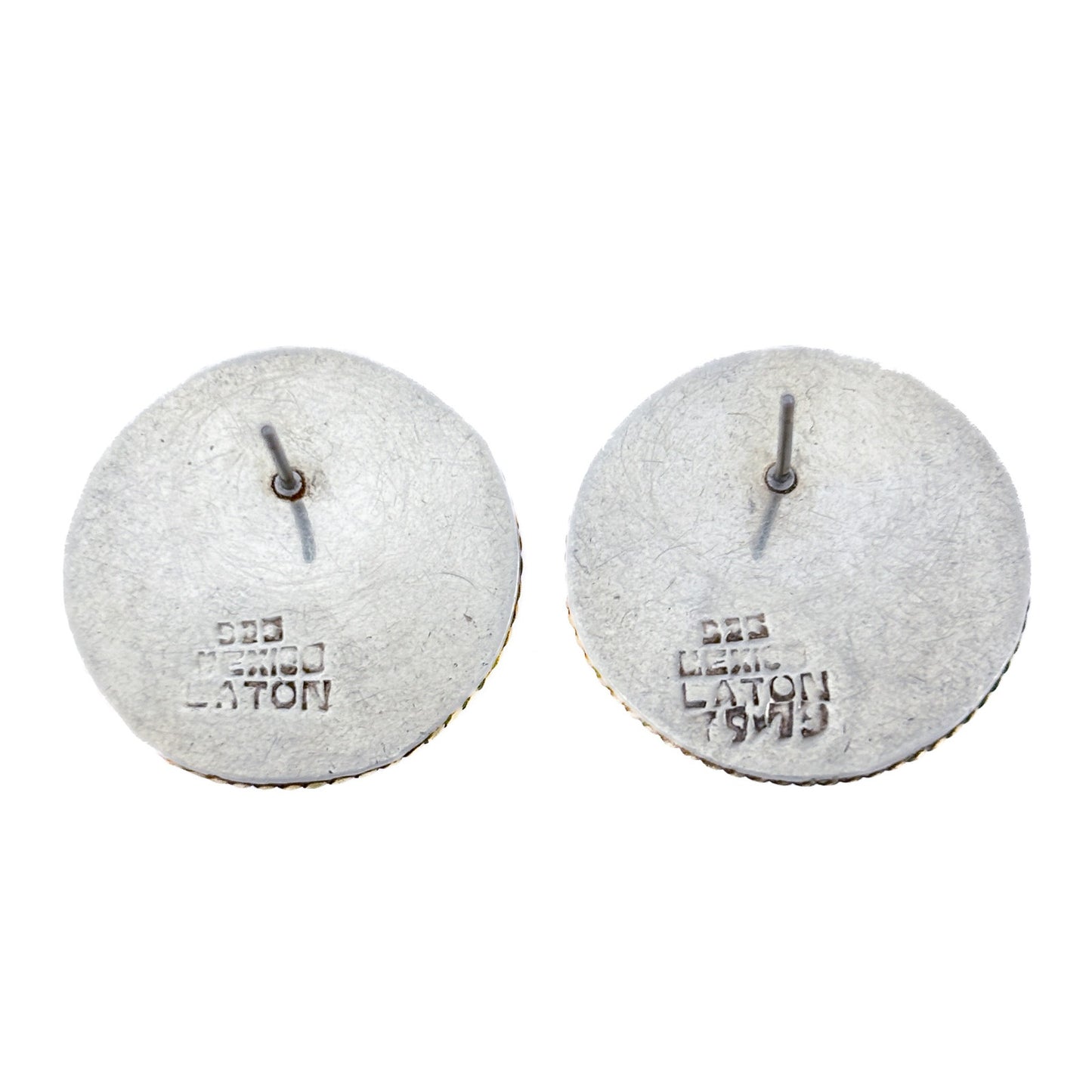 Vintage Sterling Silver 925 Domed Brass Rope Earrings