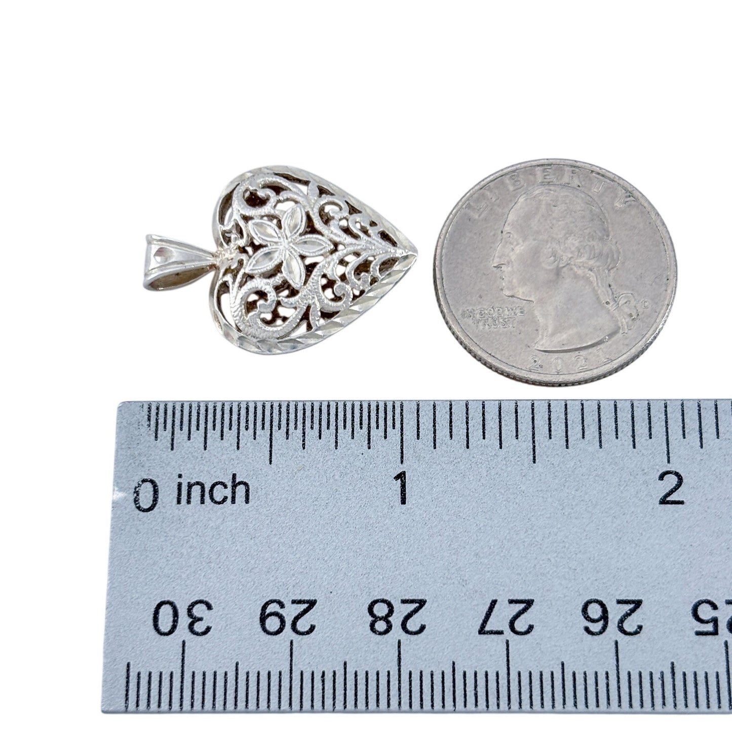 Vintage Sterling Silver 925 Filigree Heart Pendant