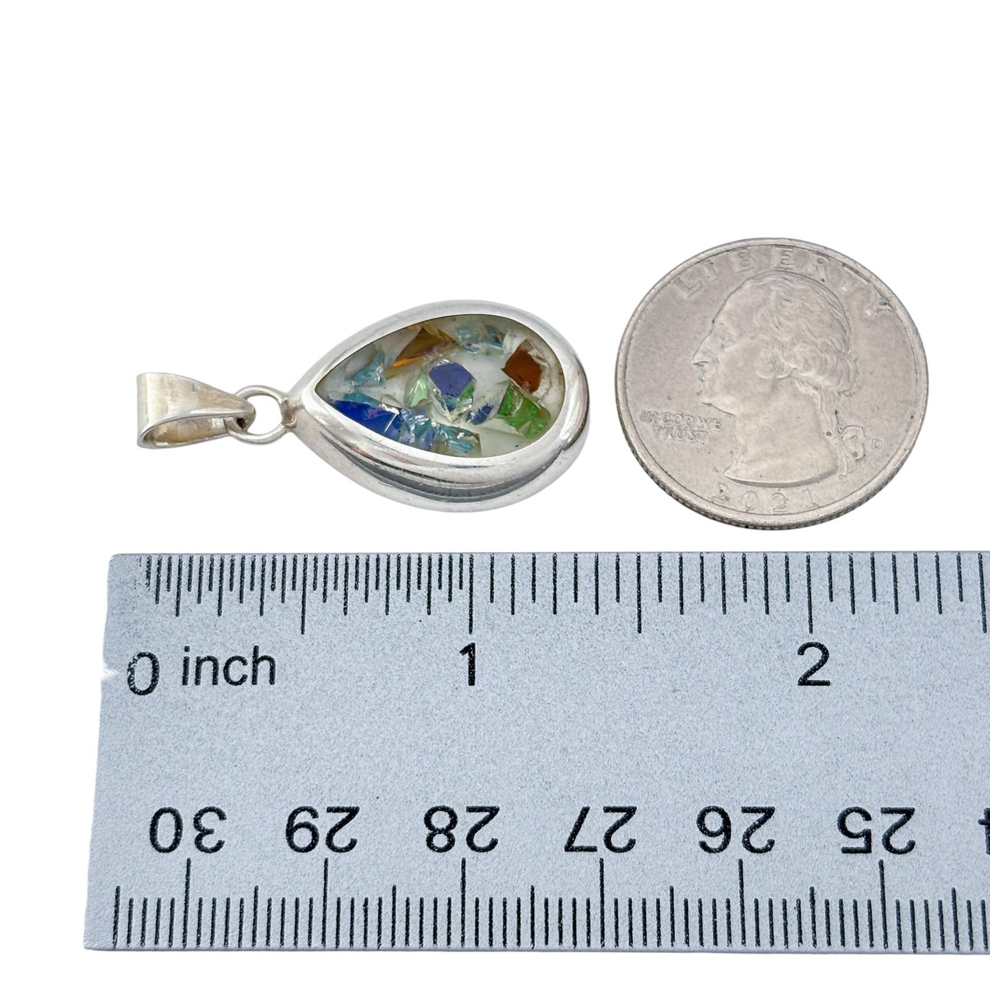 Vintage Sterling Silver 925 Dichroic Glass Pendant