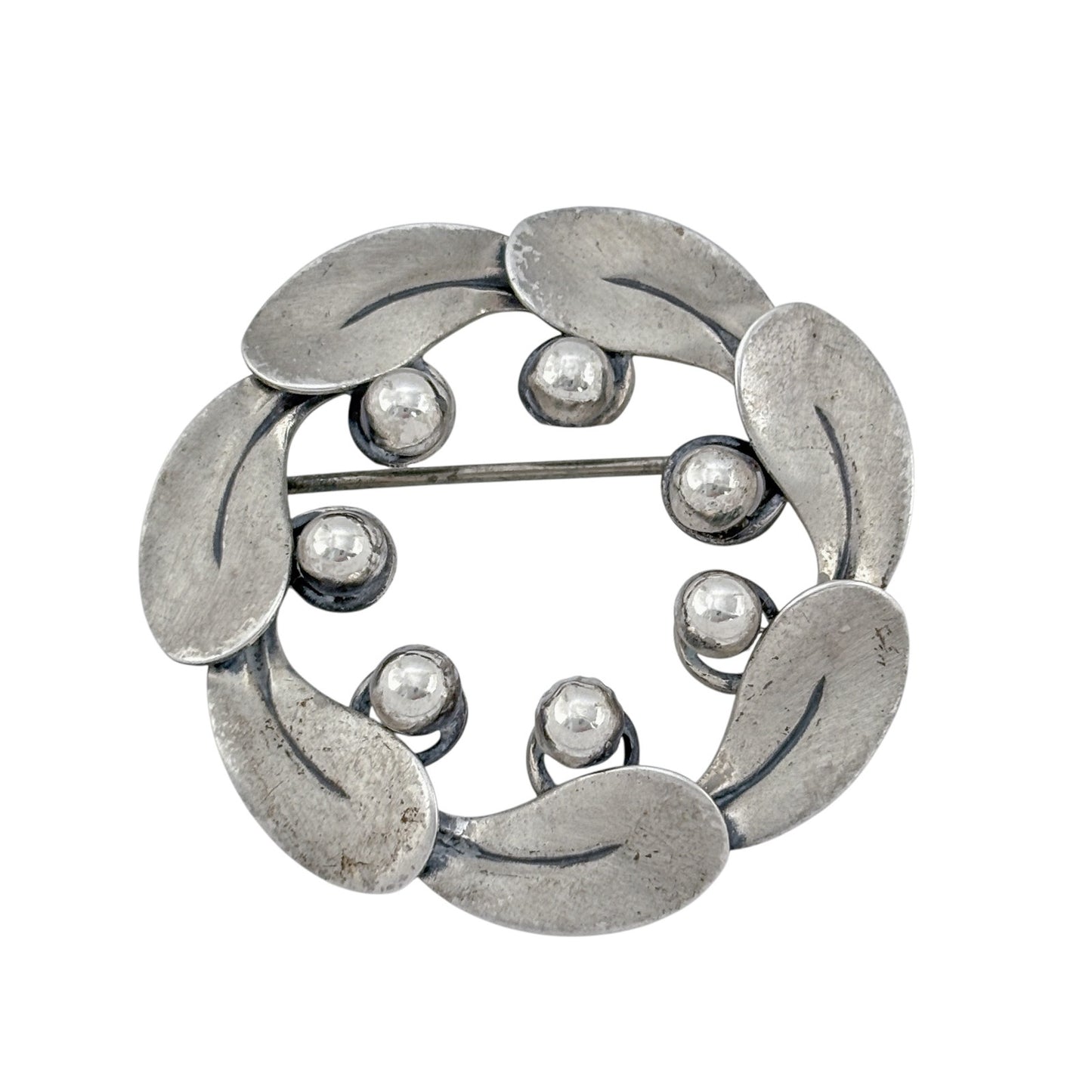 Vintage Sterling Silver 925 Leaf Wreath Brooch