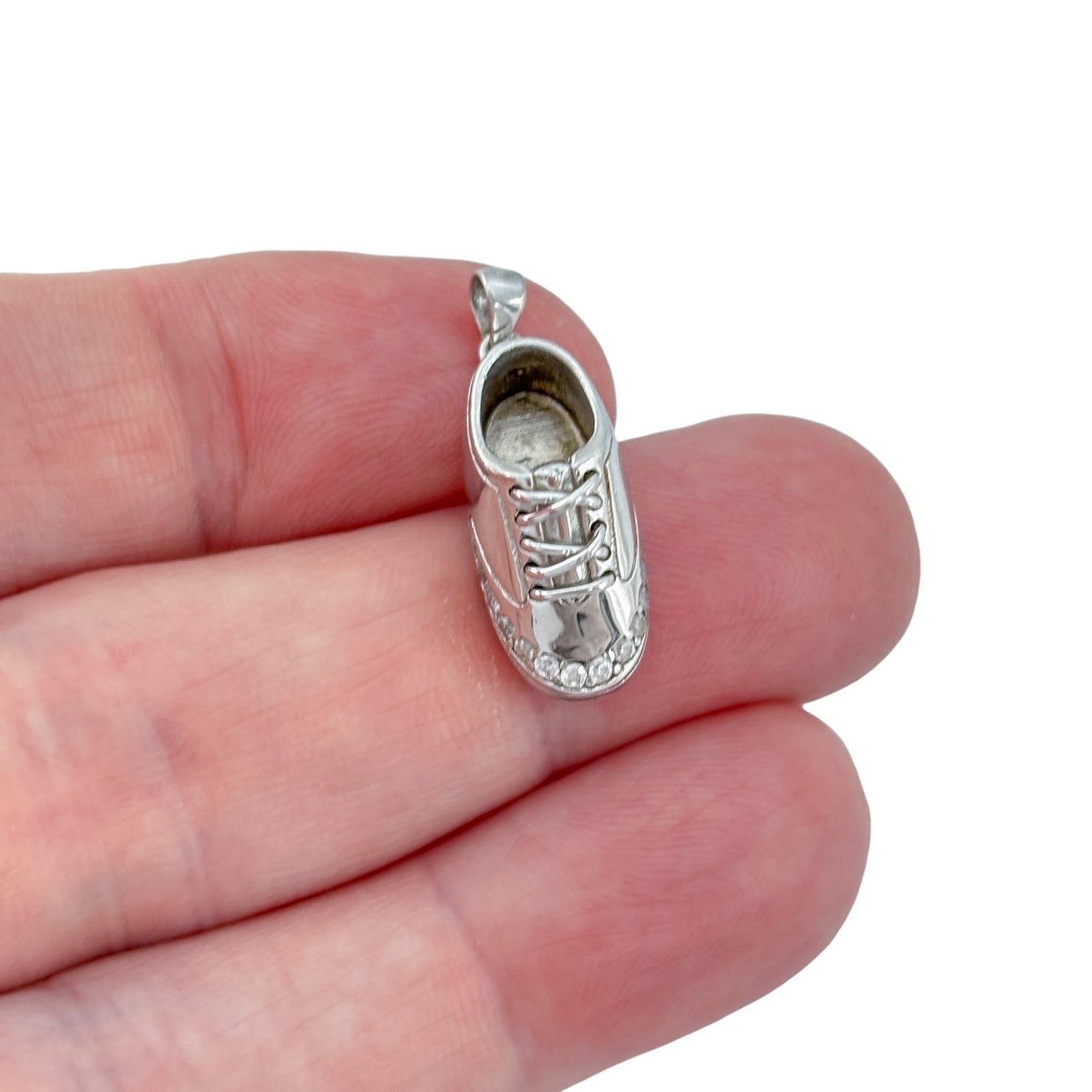 Vintage Sterling Silver 925 Cubic Zirconia Shoe Charm