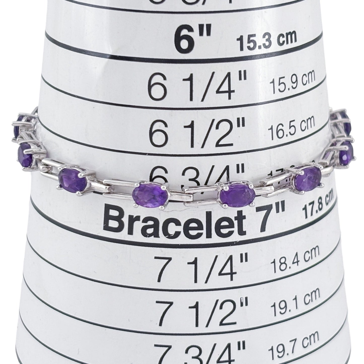 Vintage Sterling Silver 925 Amethyst Link Bracelet 7"