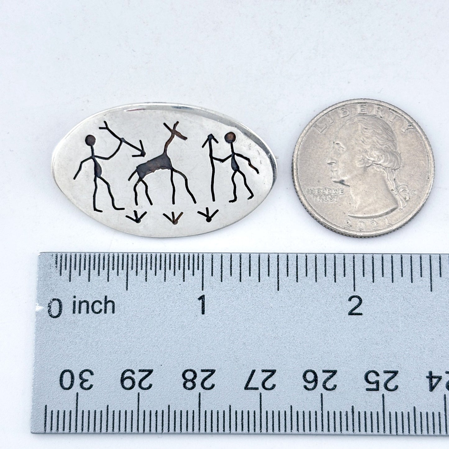 Vintage Sterling Silver 925 Petroglyph Brooch