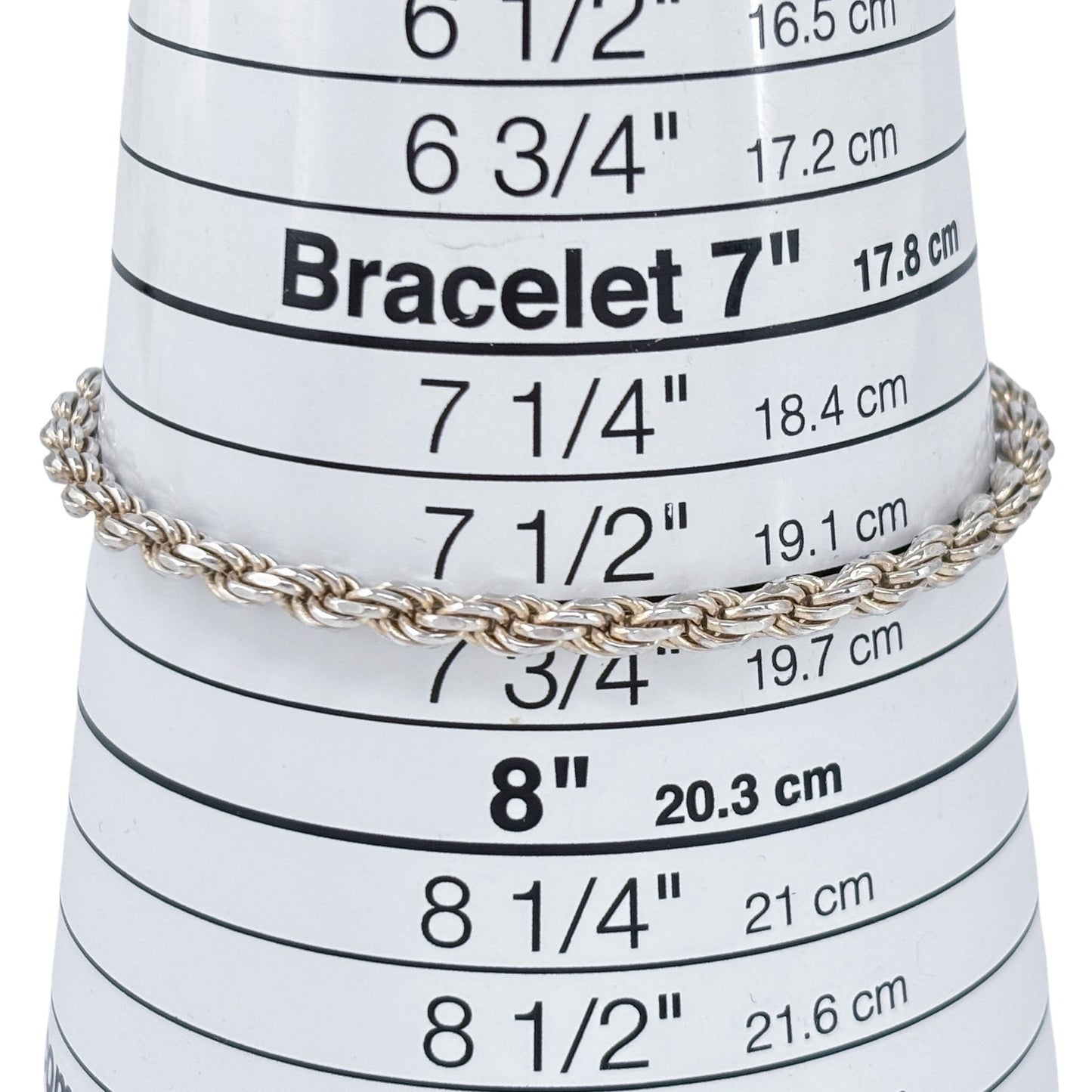 Vintage Italy Sterling Silver 925 Rope Twist Chain Bracelet 8"